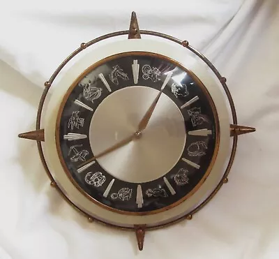 Vintage Metamec Kitsch/Retro Zodiac/Horoscope Electric Wall Clock  Bakelite Back • £12.50