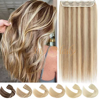 $17.86 • Buy US One Piece 100% Real Clip In Remy Human Hair Extensions 3/4Full Head Highlight
