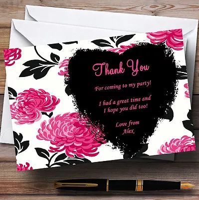 Beautiful Pink Black White Garden Tea Personalised Party Thank You Cards • £9.99