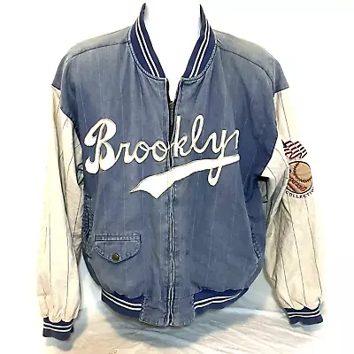 Brooklyn Dodgers Reversable Mirage Baseball Jacket Cooperstown Collect 1991 Sz M • $110.49