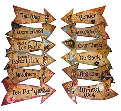 Alice In Wonderland Party Vintage Style Arrow Signs/Mad Hatters Tea Brown  • $14.34