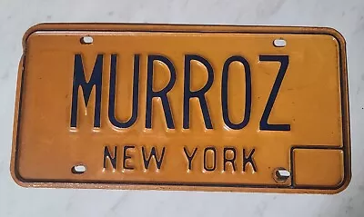 New York Vanity License Plate NY Vanity (MURROZ)  Car Auto Tag 1974-1986 • $25