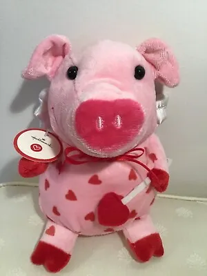 Vintage New Hallmark Valentine Plush Pig Cupid Hearts Wings Stuffed Animal Tags • $16.99
