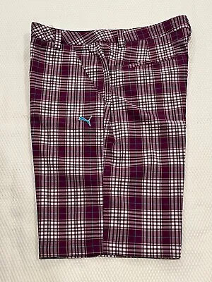 EUC Puma Golf Men’s Purple Plaid Dry Cell Performance Lightweight Shorts - 34w • $19.99