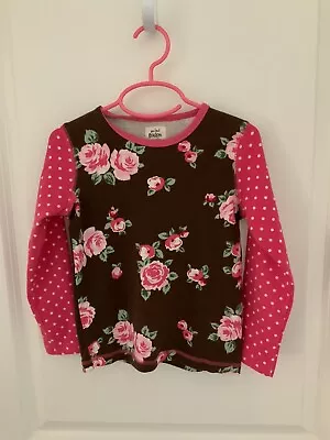 Mini Boden Hotchpotch Girls Shirt Pink Brown Floral Flower 5 6 Rose Dot  • $19.99