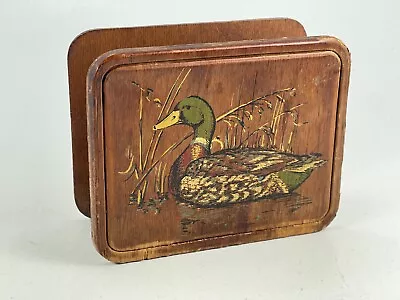 Vintage Hand Painted Crafted Folk Art Mallard Duck Napkin Holder Kitchen Decor • $16.44