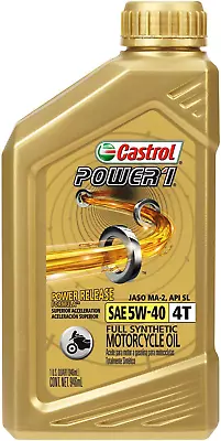 Castrol 06113 Power1 4T 5W-40 Synthetic Motorcycle Oil 1 Quart Bottle 6 Pack • $53.48