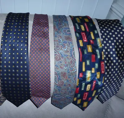 5 Mens Ties One Pure 100% Silk Marks And Spencers M & S Job Lot • £8