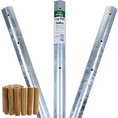 Log Roll Galvanised Stakes Packs Of 3 Boarding Edging Lawn Edging Support • £12.99