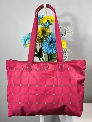 COACH Getaway Signature Red Plaid Nylon Packable Weekender Tote Bag #F33288 • $152.99