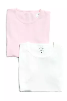 J Crew Womens Fine Rib Short Sleeved Cotton T Shirts Pink White Size M Lot 2 • $42.69