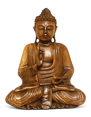 12  Wooden Meditating Buddha Statue Hand Carved Sculpture Figurine Wood Decor • $119.99