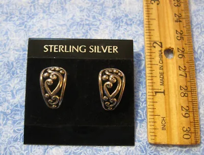 $4.95 • Buy Sterling Silver Earrings SX 925 Open Scrollwork 3/4  Thailand
