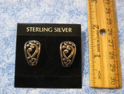 $4.95 • Buy Sterling Silver Earrings SX 925 Open Scrollwork 3/4  Thailand