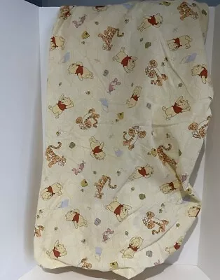 Classic Disney Winnie-The-Pooh YELLOW Fitted  Baby Crib Sheet Pooh Piglet Eeyore • $12.95