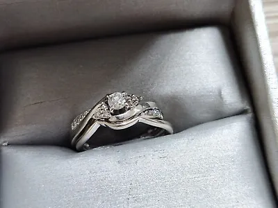 $345 • Buy Zales 1/3CTTW 10KWG 10KT Gold 1/6CT Diamond Engagement Ring & Wedding Band