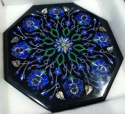 18  Black Marble Table Top Blue Coffee Center Inlay Lapis Mosaic Home Decor • $422