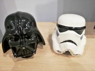 Star Wars Lucasarts Ceramic Bookends Darth Vader Stormtrooper Set • $65