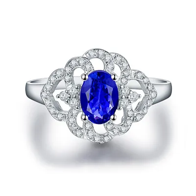 Natural AAA Tanzanite Rings Solid 14K White Gold Real Diamond Fine Party Jewelry • $518.50