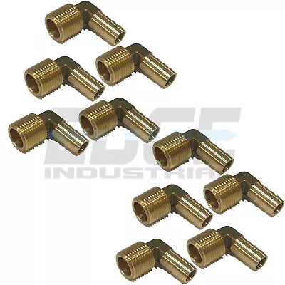 (10 PACK) 1/2 HOSE BARB ELBOW X 1/2 MALE NPT Brass Pipe Fitting Gas Fuel WOG • $66.83