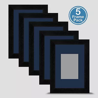 Black Photo Frame 6x4 X5 MULTI PACK Incl Dark Blue Mount 3.5x2.5 ACEO Art Print • £29.95