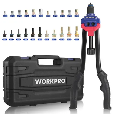 WORKPRO Rivet Nut Tool 16  Rivnut Tool Kit 11 Metric SAE Mandrel Tool Set W/Case • $55.99