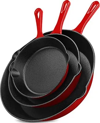 Pre-Seasoned Cast Iron Skillet Set 3-Piece - 6  8 And 10 Inches Utopia Kitchen • $36.62