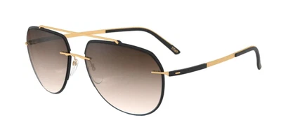 £297 • Buy Silhouette ACCENT SHADES 8719 Black Gold/Brown Shaded One Size Men Sunglasses