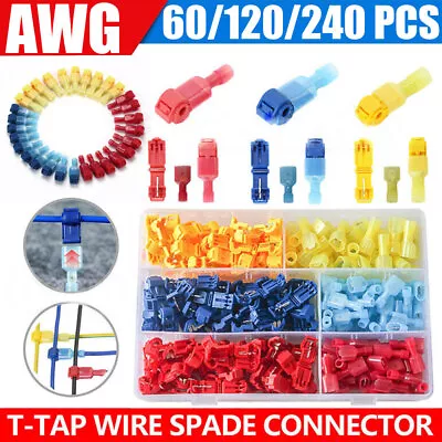 240PCS Insulated T-Tap 22-10 AWG Quick Splice Wire Terminal Combo Connectors Kit • $7.79