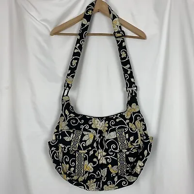 Vera Bradley Cargo SlingCrossbody Yellowbird Retired Shoulder Bag Purse Black • $18.73