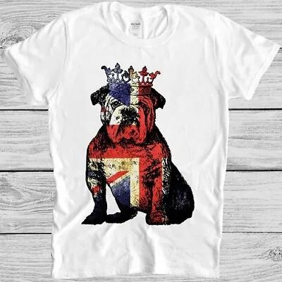 Bulldog British T Shirt Dog Union Jack Flag England Crown King Gift Tee M138 • £6.35