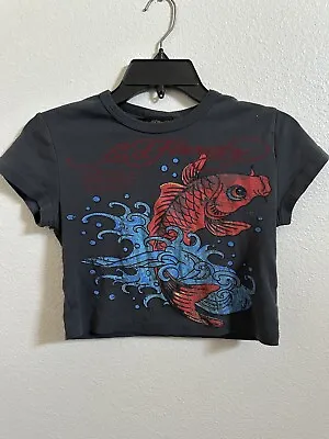 Ed Hardy UO Exclusive Black Koi Fish Baby T-Shirt • $20