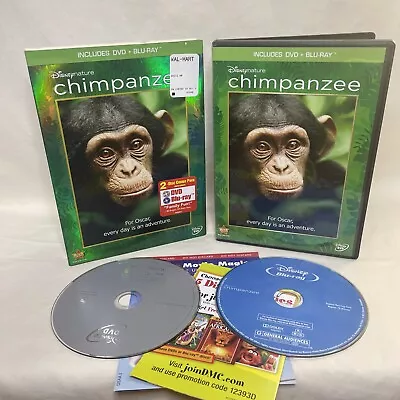 Chimpanzee Disney Nature (Blu-ray/DVD 2012 2 Disc Set) W/ Slipcover TESTED • $3.25