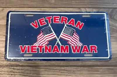 VETERAN VIETNAM WAR Tin Vanity License Plate (New Sealed) • $8.50