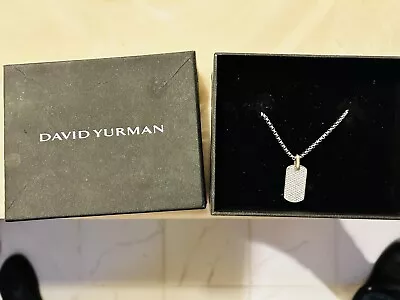 David Yurman Men's Sterling Silver Sapphire Diamond Tag Pendant Necklace 22 In • $350