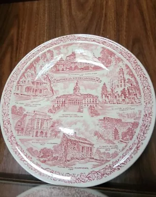 Vernon Kilns Transferware Plate Vtg State Souvenir South Carolina 1931-1958 • $50