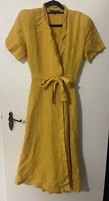 1990s Vintage Yellow Trent Nathan Wrap Around Dress. Size 10. • $20