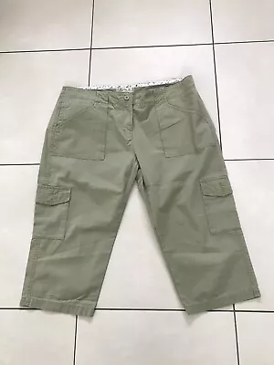 Fat Face 16 3/4 Crop  Green Khaki Trousers Cargo Combat 100% Cotton New • £6.99