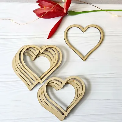 Wooden Cut Out Heart Outline 60mm Laser MDF Embellishments Craft Art Decor Card  • £1.99