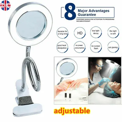 £13.99 • Buy LED Desk Lamp 8X Magnifier Glass Foldable Light Stand Clamp Beauty Magnifying *