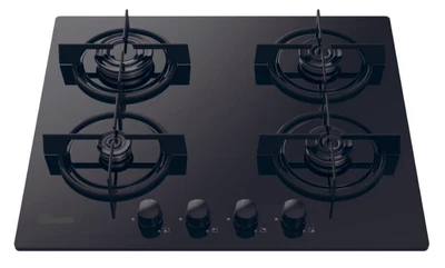 £109.99 • Buy Iberna (Baumatic Unbranded) IVW6B - 60cm 4 Burner GAS On GLASS -  Black Glass