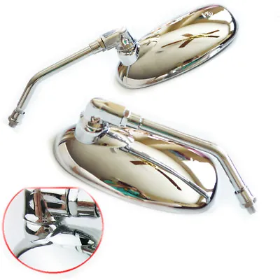 Motorcycle Oval Chrome 10mm Rearview Mirrors For Honda Shadow Rebel Cb Cruiser • $16.98