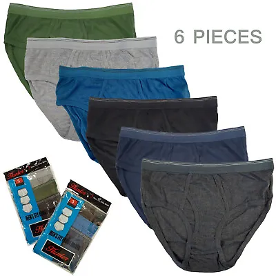 6 Pk Men Solid Colors Briefs Breathable Cotton Underwear Vintage Style Full Rise • $18.25