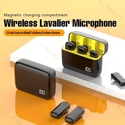 Wireless Lavalier Microphone For Phone Android IPhone Ipad +Charging Case+2 Mic • $29.69
