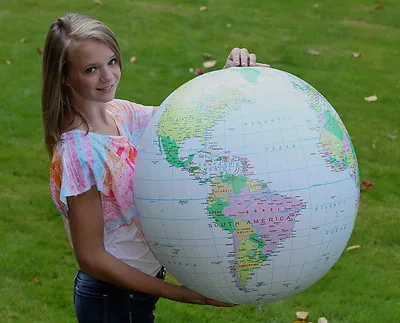 32  Inflatable Earth Globe  LT. BLUE  Political World - Blowup Beach Ball  • $9.99