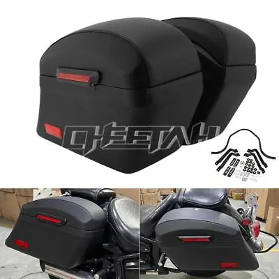 Motorcycle Hard Saddlebags Saddle Bags Luggage Case For Harley Honda Yamaha • $286.99