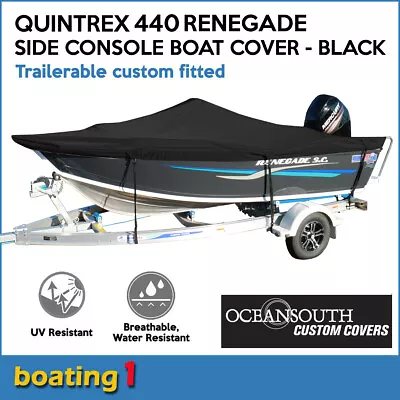 Oceansouth Trailerable Custom Boat Cover For Quintrex 440 Renegade Side Console • $295