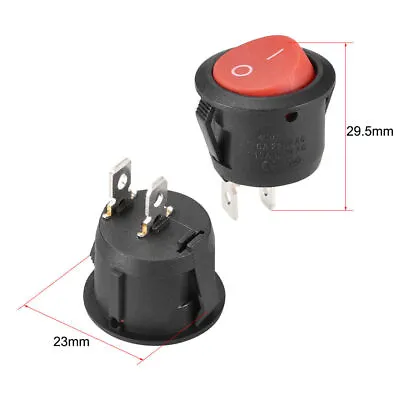 2x SPDT On/Off Red Round Rocker Switch 2-Pin 6A/125V 3A/250V AC Car/Boat/Machine • $6.49