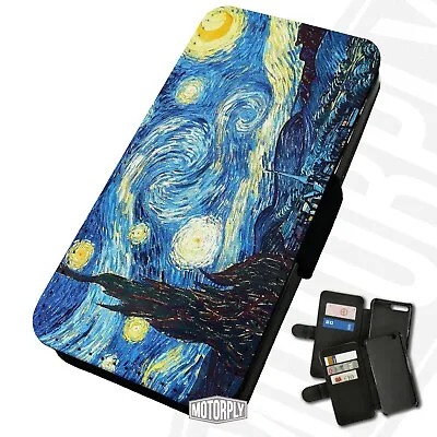 £9.75 • Buy Printed Faux Leather Flip Phone Case For IPhone -  Starry-Night-Van-Gogh