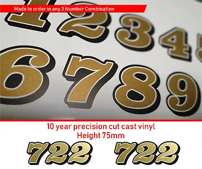 Retro Race Numbers 75mm Gold Or Silver Decals Stickers Motorcycle Norton Triumph • $12.32